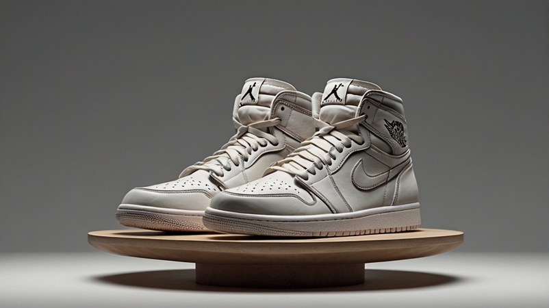 Scoring Jordans at Retail Price – premium Air Jordan sneakers on a clean pedestal display, no humans, ideal for sneaker shopping content.