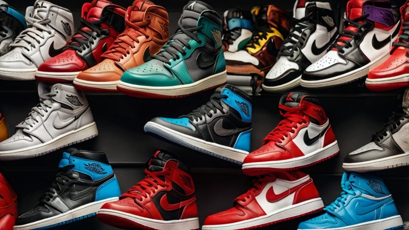 A high-resolution image of multiple Air Jordan shoes, including popular models like the Air Jordan 1, Air Jordan 3, and Air Jordan 4, arranged neatly on a clean surface with excellent lighting to highlight their design, colorways, and build quality—perfectly capturing the essence of Understanding Jordan Shoe Sizing and Fit for an expert guide in 2025.